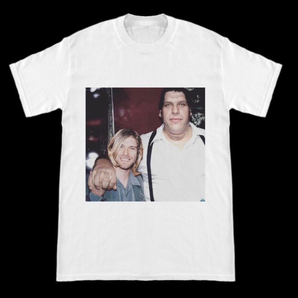 Kurt Cobain and Andre the Giant holding hands